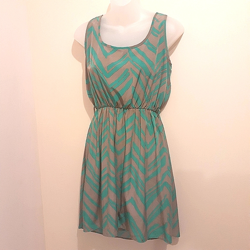 3 for $25- Papaya Tan & Green Dress, Size M